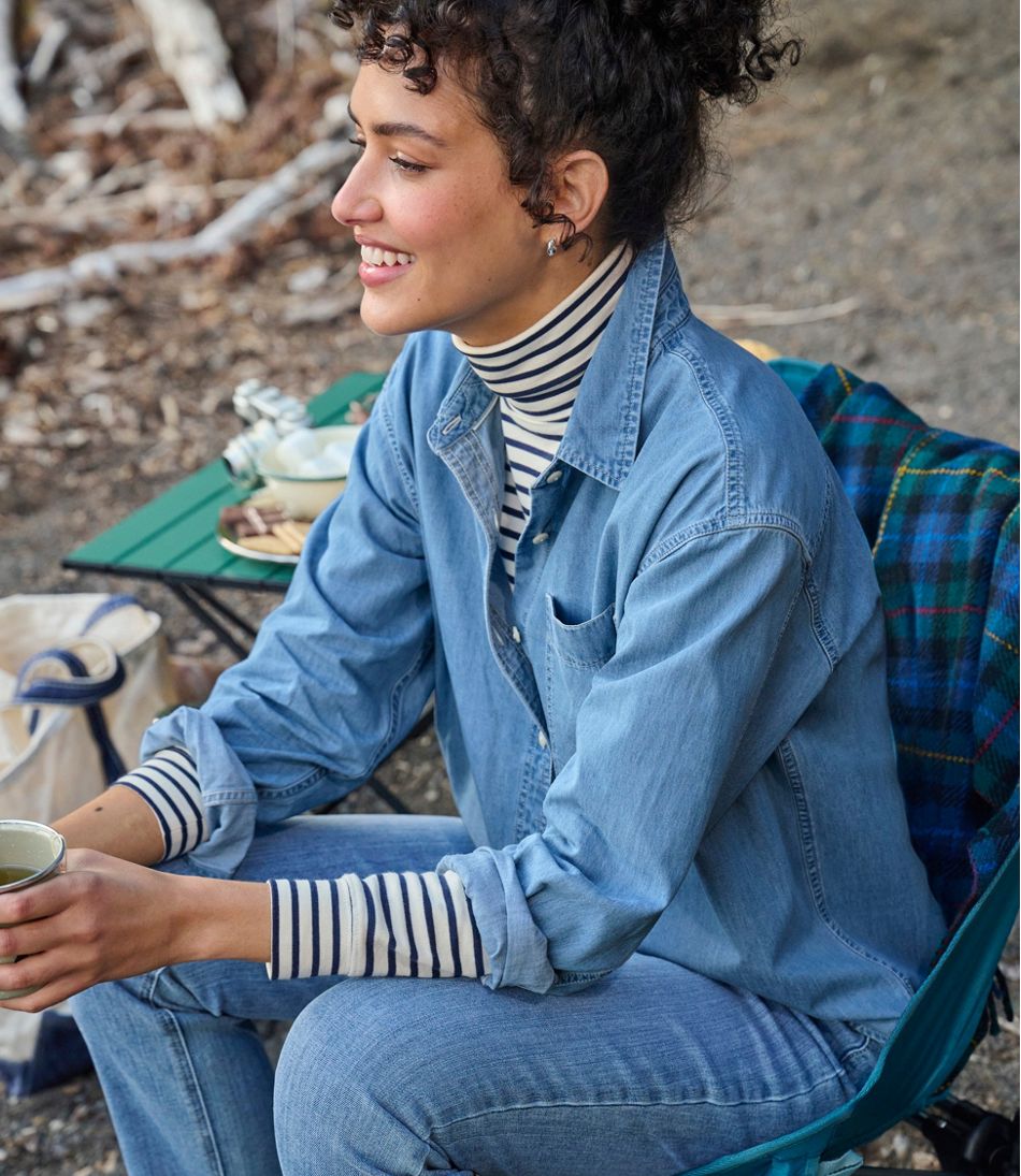 Women's L.L.Bean Interlock Turtleneck, Long-Sleeve Stripe L.L.Bean Classic