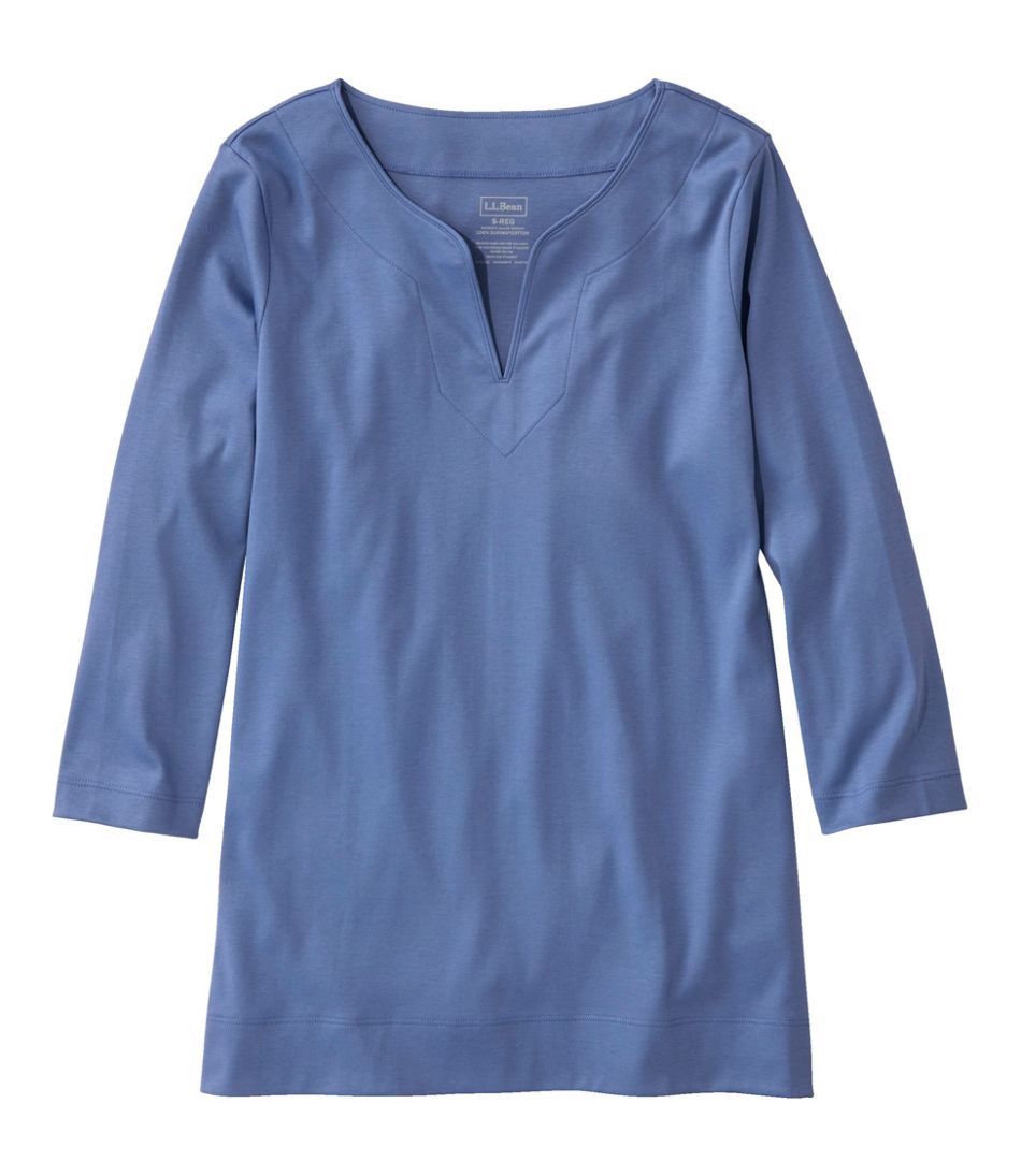 Women's Pima Cotton Tunic, Three-Quarter-Sleeve Splitneck L.L.Bean Everyday
