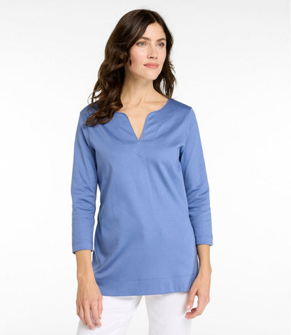 Women's Pima Cotton Tunic, Three-Quarter-Sleeve Splitneck L.L.Bean Everyday