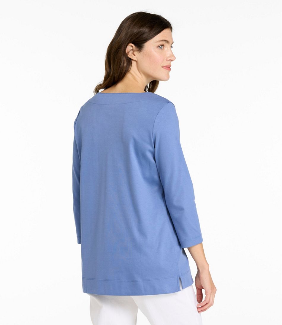 Women's Pima Cotton Tunic, Three-Quarter-Sleeve Splitneck L.L.Bean Everyday