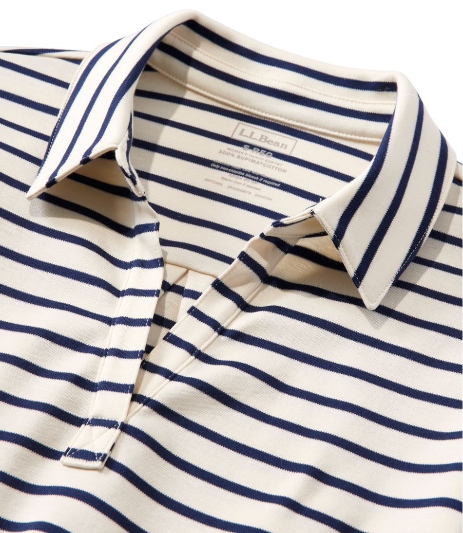 Women's Pima Cotton Tee, Three-Quarter-Sleeve Polo Stripe L.L.Bean Value
