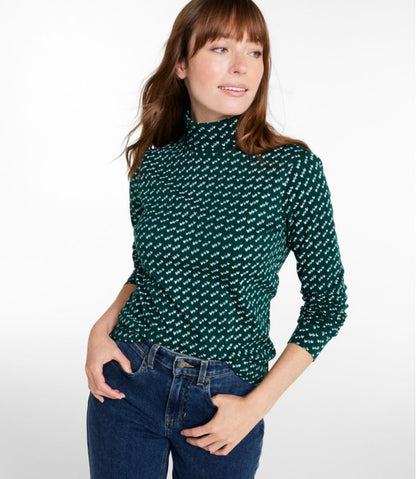 Women's L.L.Bean Interlock Turtleneck, Long-Sleeve Allover Print L.L.Bean Premium