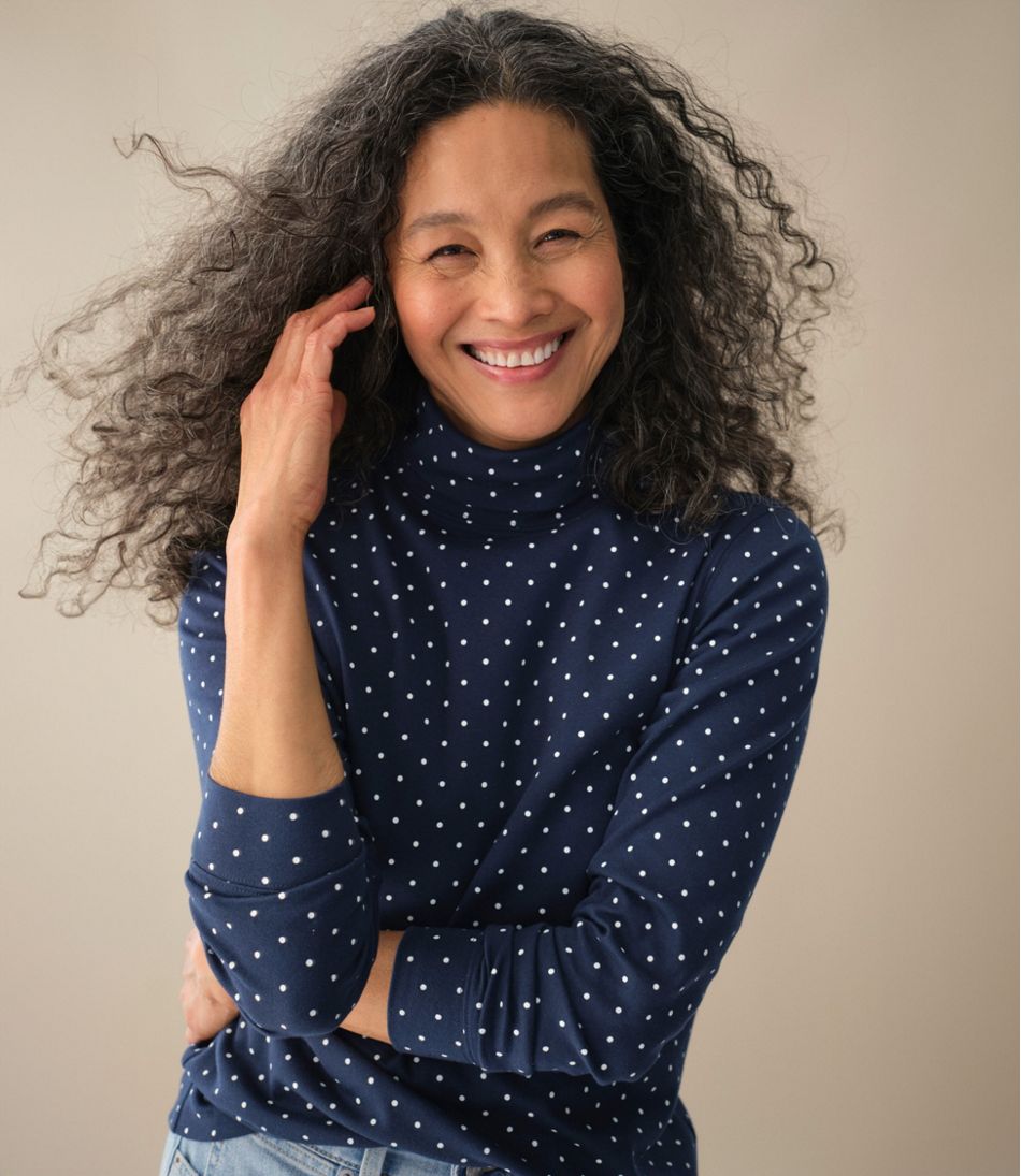 Women's L.L.Bean Interlock Turtleneck, Long-Sleeve Allover Print L.L.Bean Premium