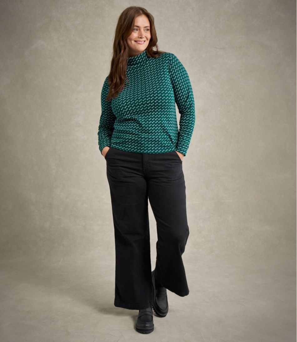 Women's L.L.Bean Interlock Turtleneck, Long-Sleeve Allover Print L.L.Bean Premium