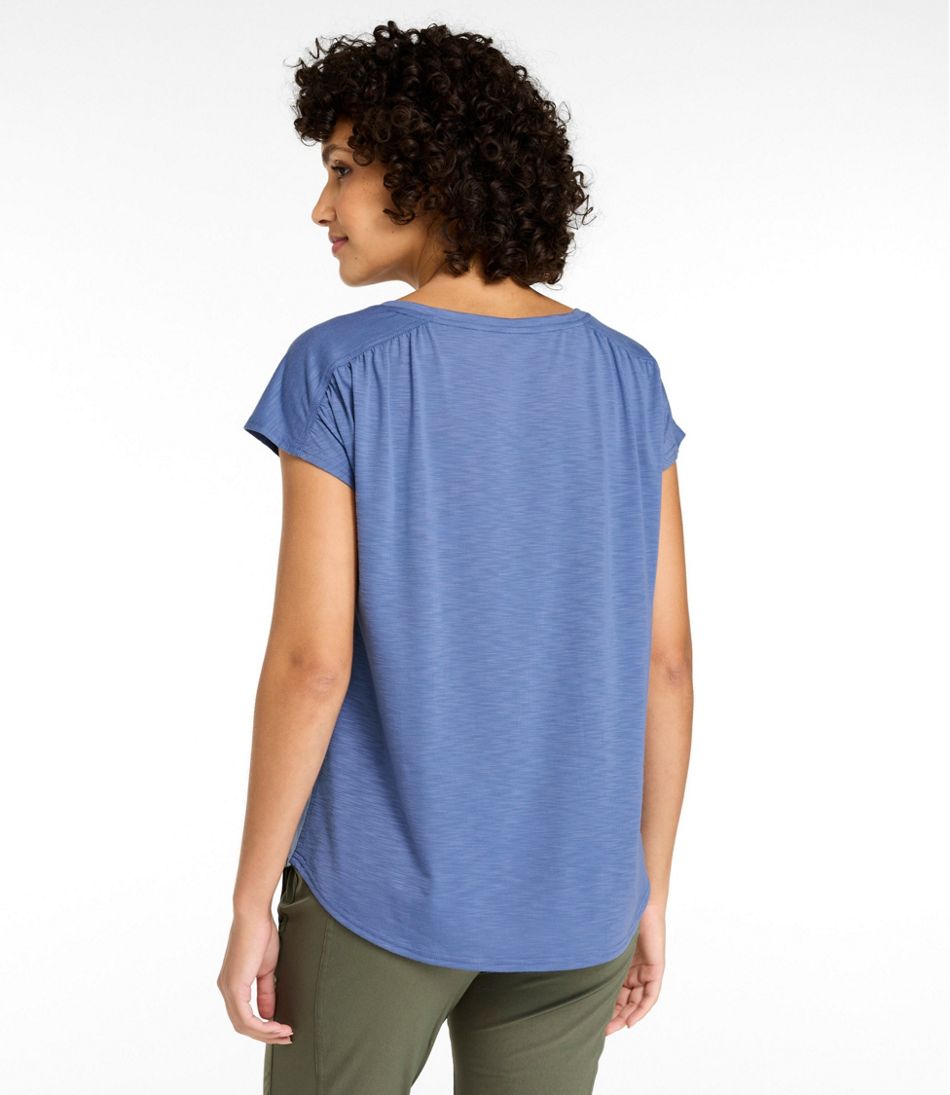 Women's Streamside Tee, Short-Sleeve Ruched Crew L.L.Bean New