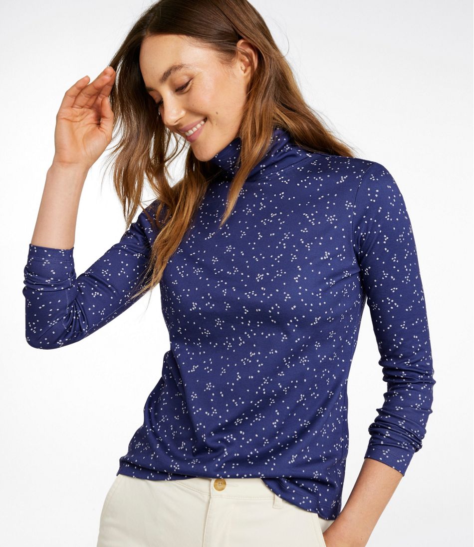 Women's Pima Cotton Turtleneck, Long-Sleeve Print L.L.Bean Best Seller