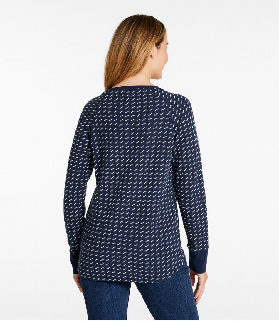 Women's Unshrinkable Mini-Waffle Tee, Long-Sleeve Crewneck Stripe L.L.Bean Top Pick