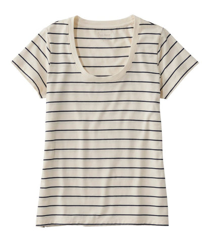 Women's Soft Stretch Supima-Blend Tee, Scoopneck Short-Sleeve Stripe L.L.Bean Recommended