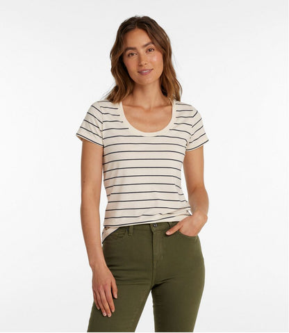 Women's Soft Stretch Supima-Blend Tee, Scoopneck Short-Sleeve Stripe L.L.Bean Recommended
