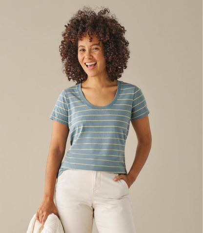 Women's Soft Stretch Supima-Blend Tee, Scoopneck Short-Sleeve Stripe L.L.Bean Recommended