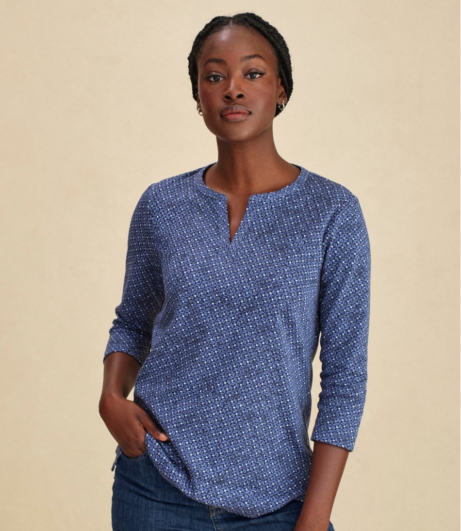 Women's L.L.Bean Tee, Three-Quarter-Sleeve Splitneck Tunic Print L.L.Bean Classic