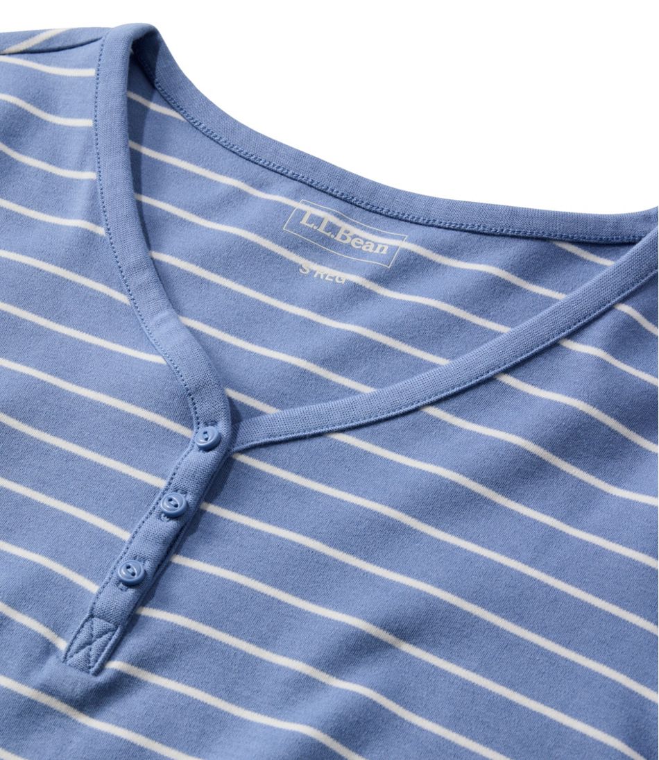 Women's L.L.Bean V-Neck Henley, Long-Sleeve Stripe L.L.Bean Value