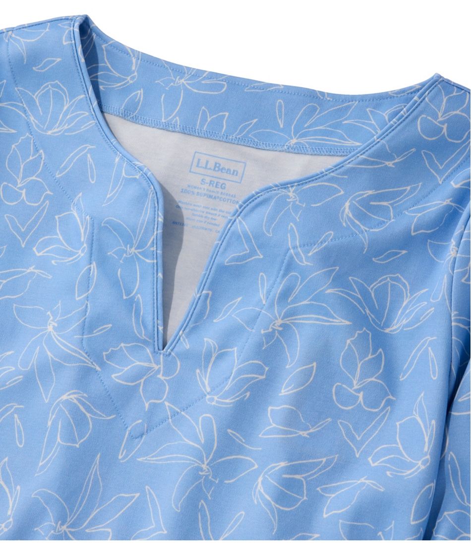 Women's Pima Cotton Tunic, Three-Quarter-Sleeve Splitneck Print L.L.Bean Premium