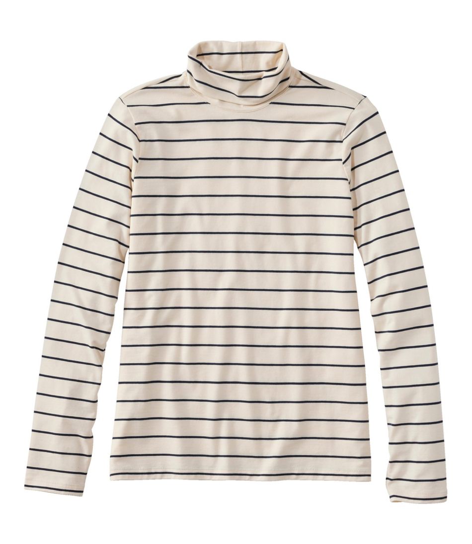 Women's Soft Stretch Supima-Blend Tee, Turtleneck Stripe L.L.Bean New