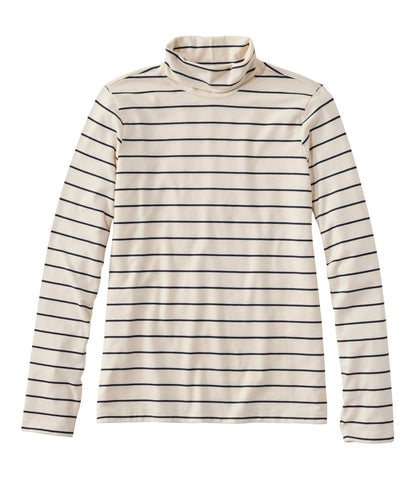 Women's Soft Stretch Supima-Blend Tee, Turtleneck Stripe L.L.Bean New