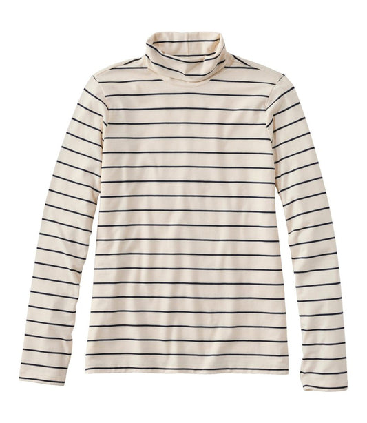 Women's Soft Stretch Supima-Blend Tee, Turtleneck Stripe L.L.Bean New