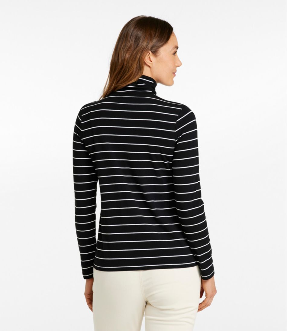 Women's Soft Stretch Supima-Blend Tee, Turtleneck Stripe L.L.Bean New