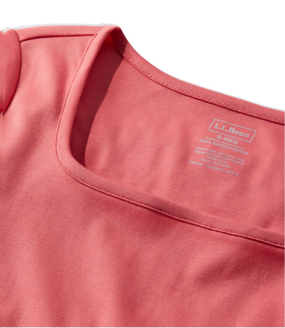 Women's Pima Cotton Tee, Soft Squareneck Elbow-Sleeve L.L.Bean Featured