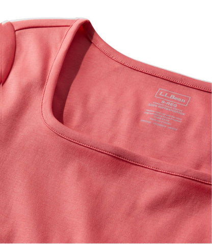 Women's Pima Cotton Tee, Soft Squareneck Elbow-Sleeve L.L.Bean Featured