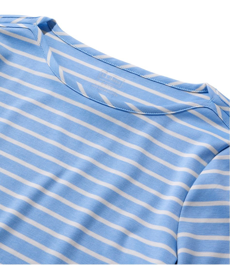 Women's Pima Cotton Tee, Elbow-Sleeve Boatneck Stripe L.L.Bean Trending