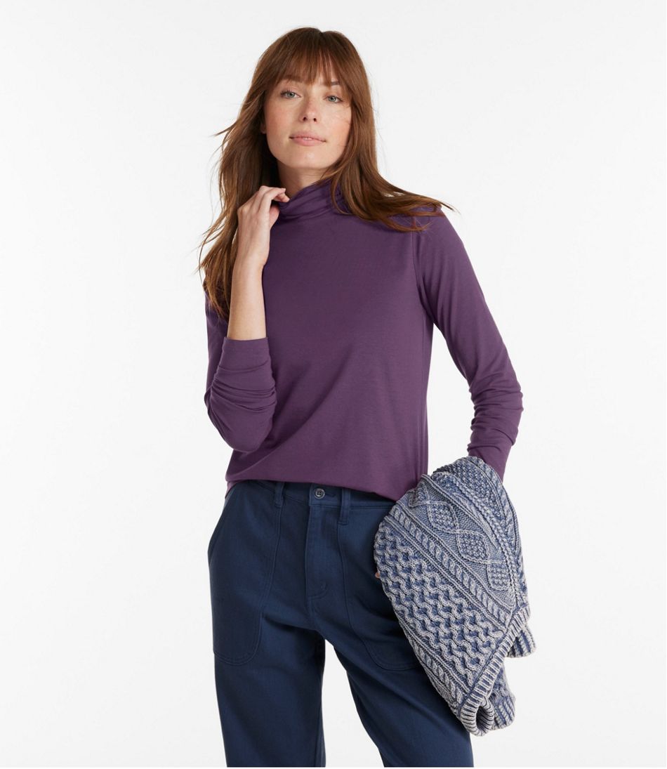 Women's Soft Stretch Supima-Blend Tee, Turtleneck L.L.Bean Best Seller