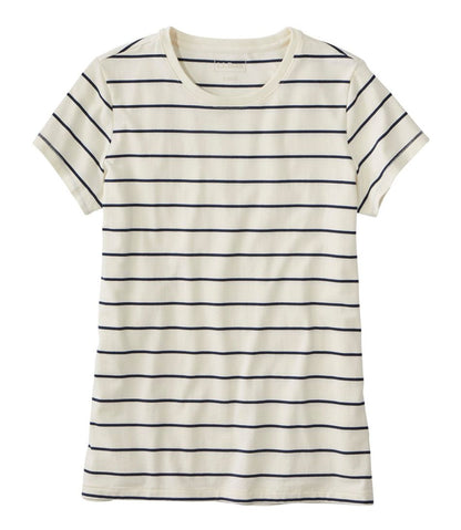 Women's Soft Stretch Supima-Blend Tee, Crewneck Short-Sleeve Striped L.L.Bean Essential