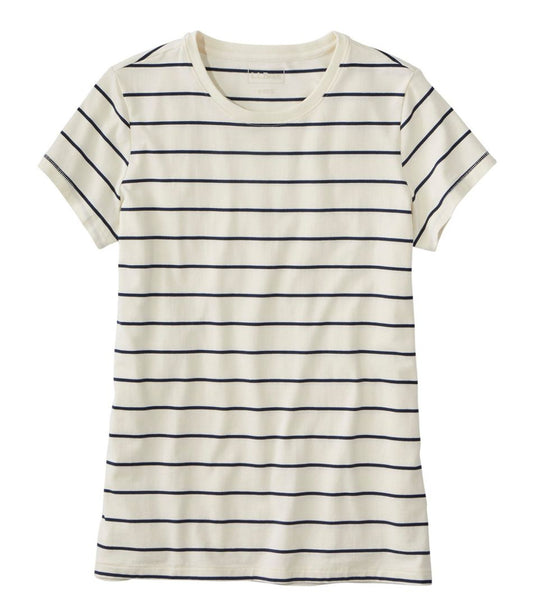 Women's Soft Stretch Supima-Blend Tee, Crewneck Short-Sleeve Striped L.L.Bean Essential