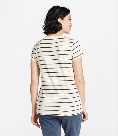 Women's Soft Stretch Supima-Blend Tee, Crewneck Short-Sleeve Striped L.L.Bean Essential