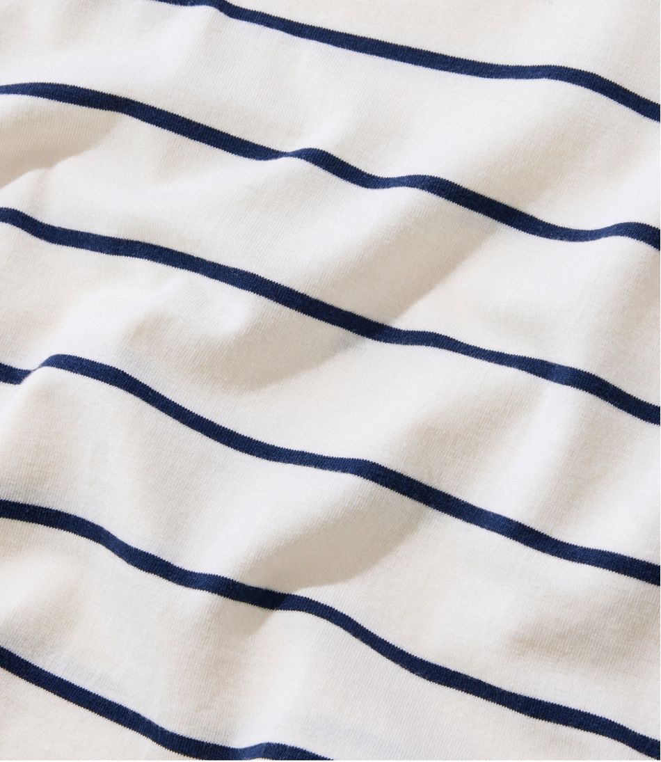 Women's Soft Stretch Supima-Blend Tee, Crewneck Short-Sleeve Striped L.L.Bean Essential