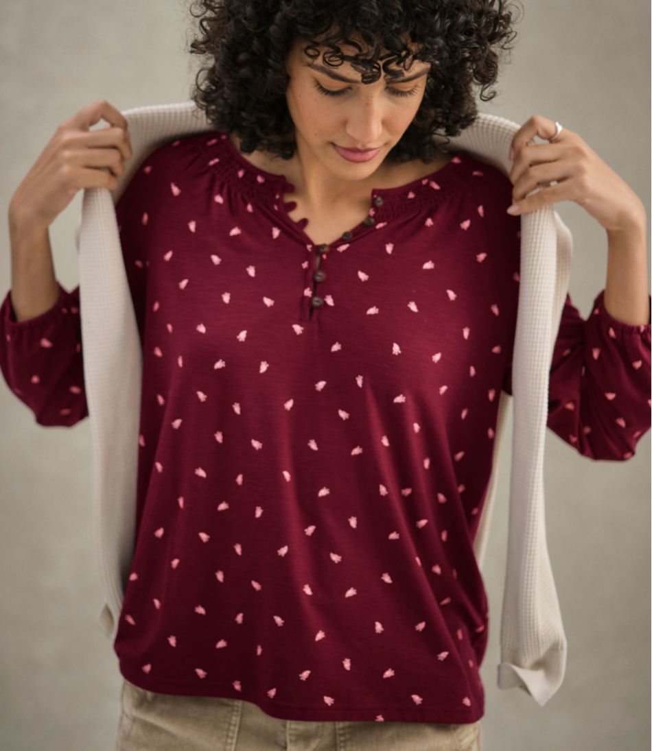 Women's Camden Hills Tee, Three-Quarter-Sleeve Print L.L.Bean Everyday