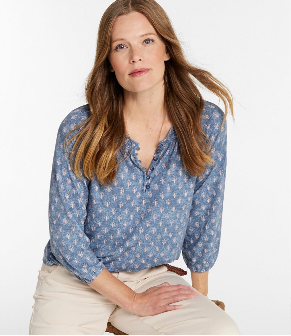 Women's Camden Hills Tee, Three-Quarter-Sleeve Print L.L.Bean Everyday