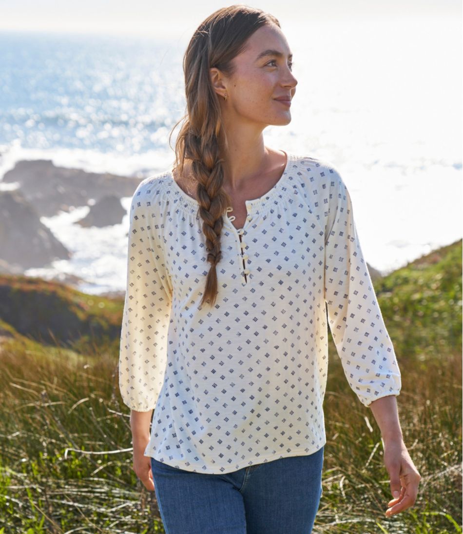 Women's Camden Hills Tee, Three-Quarter-Sleeve Print L.L.Bean Everyday