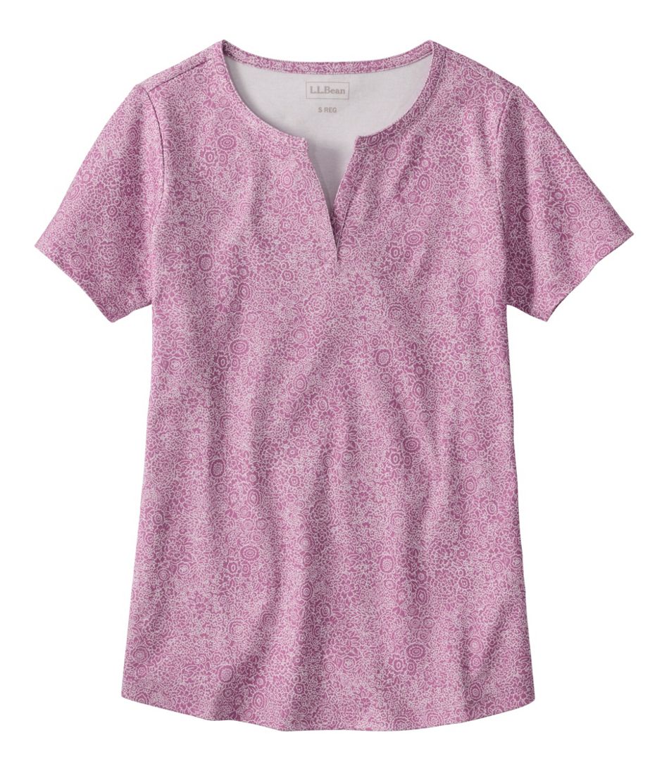 Women's L.L.Bean Tee, Short-Sleeve Notch-Neck Print L.L.Bean New