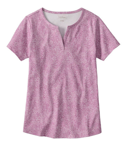 Women's L.L.Bean Tee, Short-Sleeve Notch-Neck Print L.L.Bean New