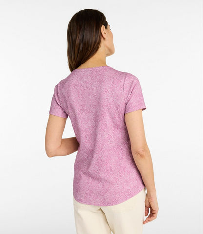 Women's L.L.Bean Tee, Short-Sleeve Notch-Neck Print L.L.Bean New