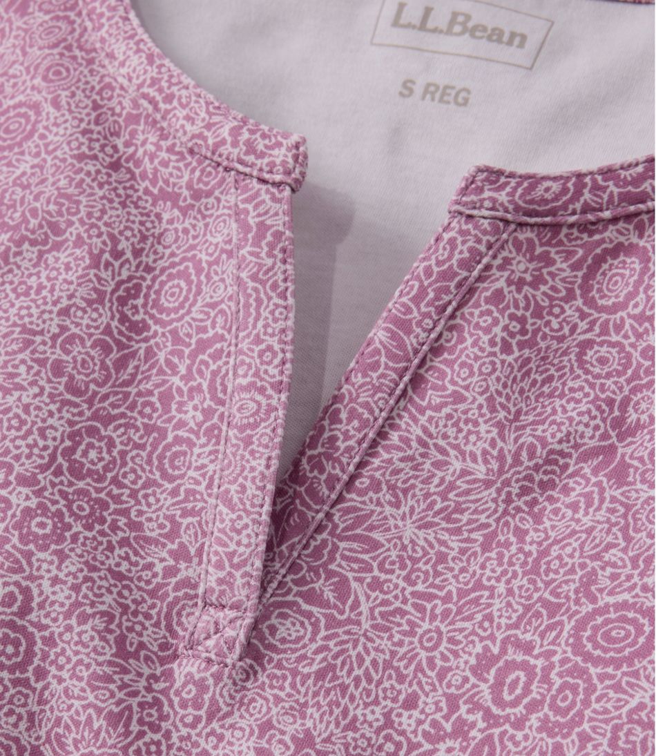Women's L.L.Bean Tee, Short-Sleeve Notch-Neck Print L.L.Bean New