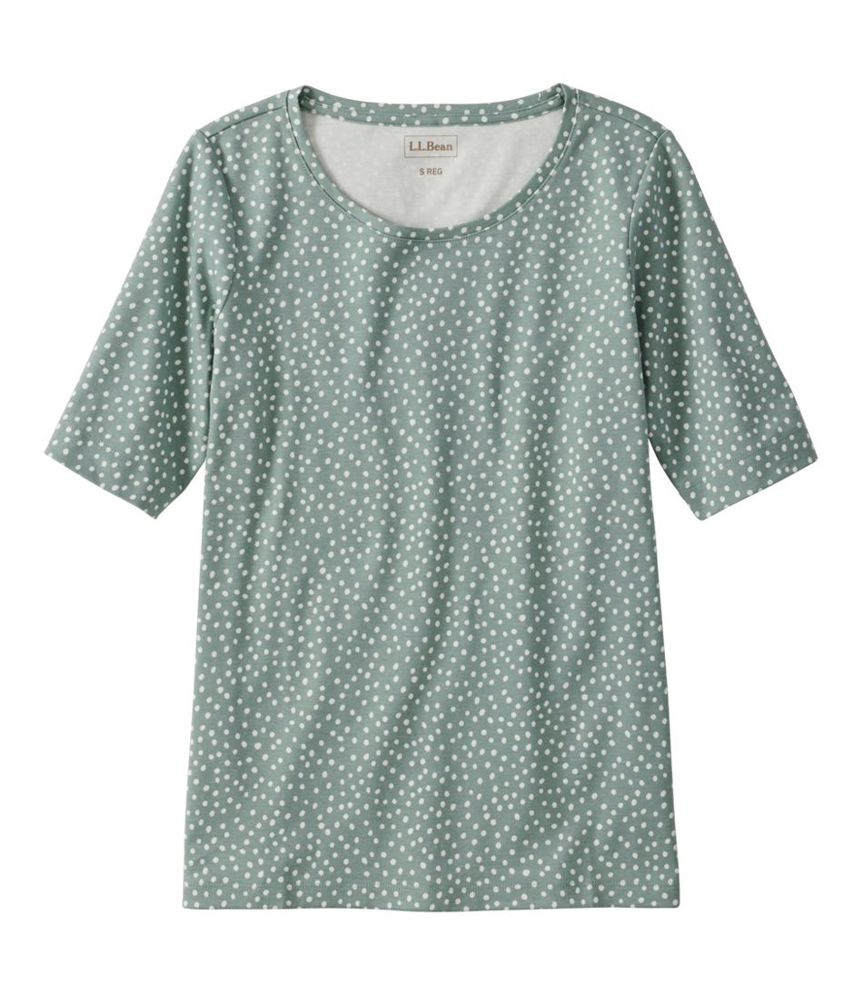 Women's L.L.Bean Jewelneck Tee, Elbow-Sleeve Print L.L.Bean Popular
