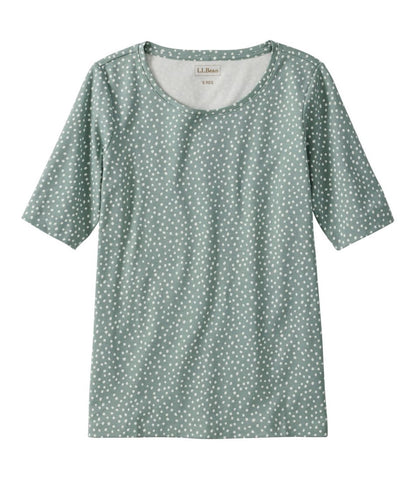 Women's L.L.Bean Jewelneck Tee, Elbow-Sleeve Print L.L.Bean Popular