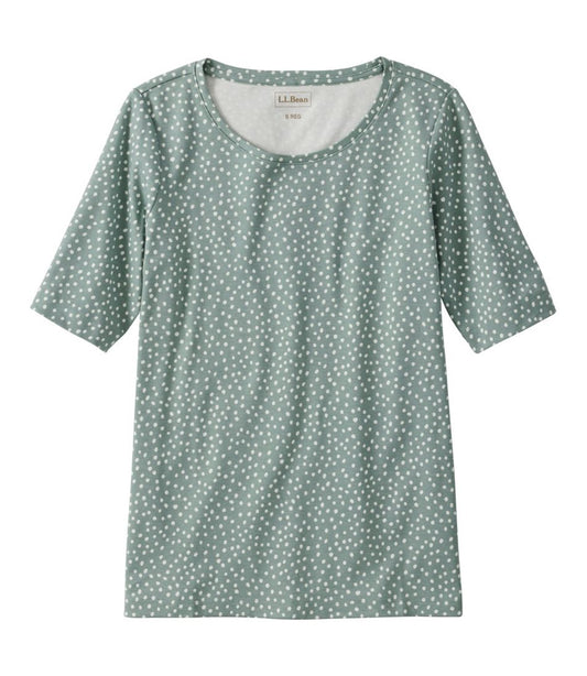 Women's L.L.Bean Jewelneck Tee, Elbow-Sleeve Print L.L.Bean Popular