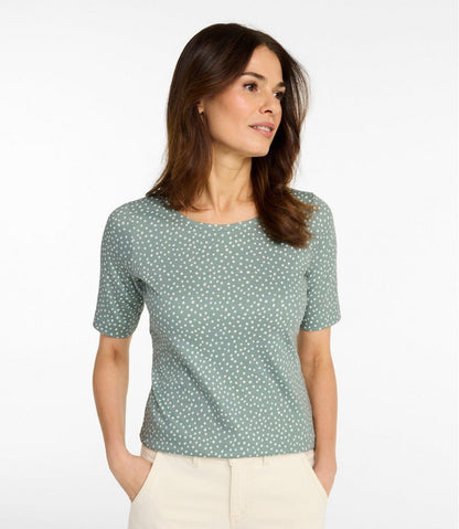 Women's L.L.Bean Jewelneck Tee, Elbow-Sleeve Print L.L.Bean Popular