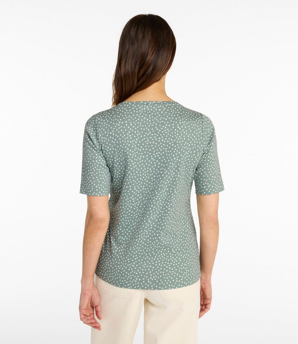 Women's L.L.Bean Jewelneck Tee, Elbow-Sleeve Print L.L.Bean Popular