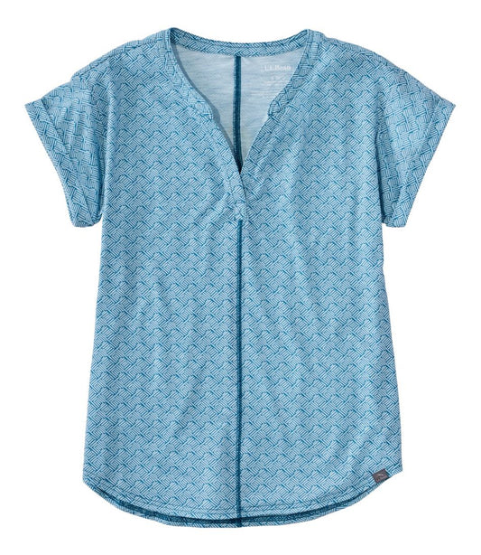 Women's Streamside Tee, Short-Sleeve Splitneck Print L.L.Bean Top Pick