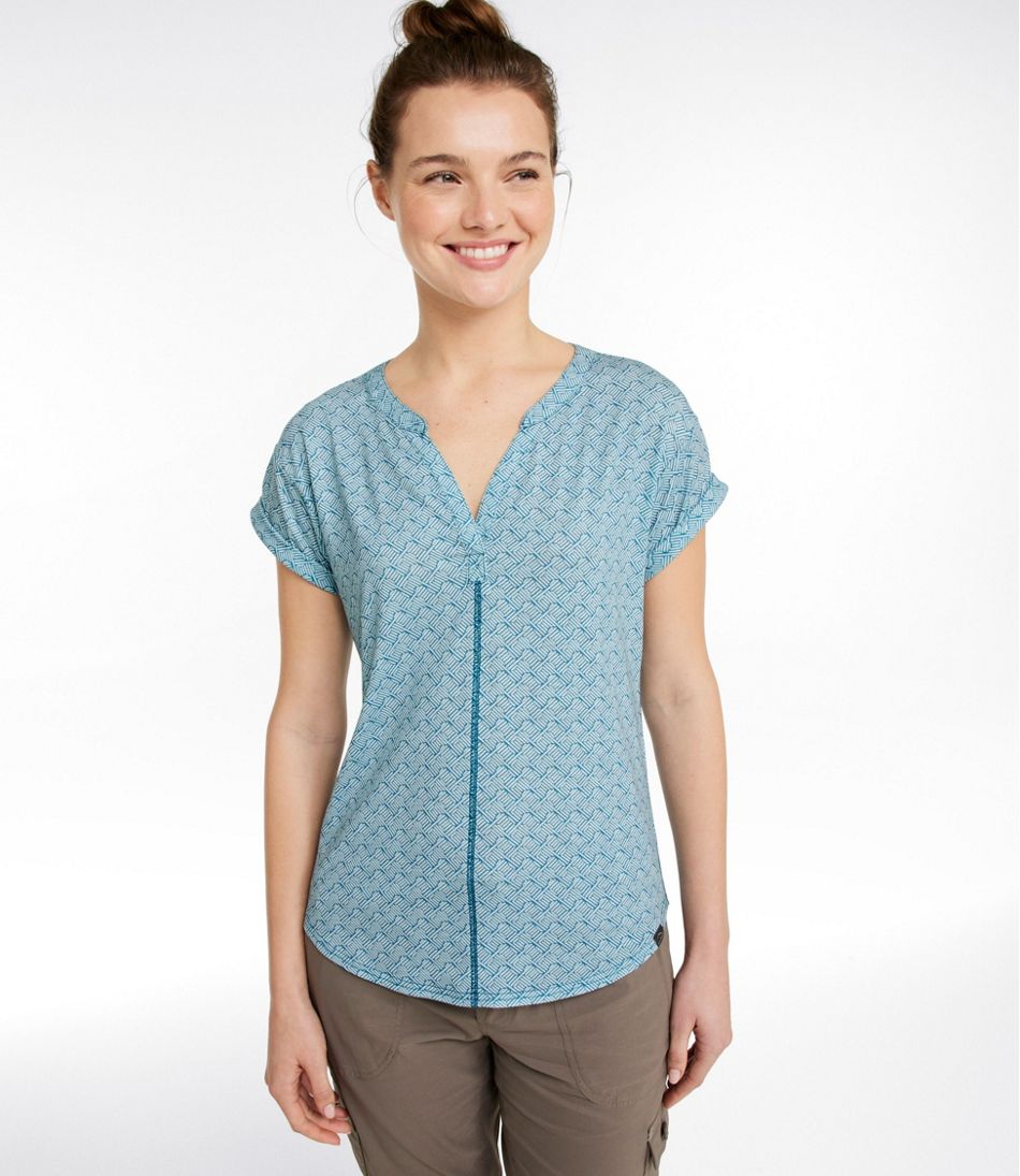 Women's Streamside Tee, Short-Sleeve Splitneck Print L.L.Bean Top Pick