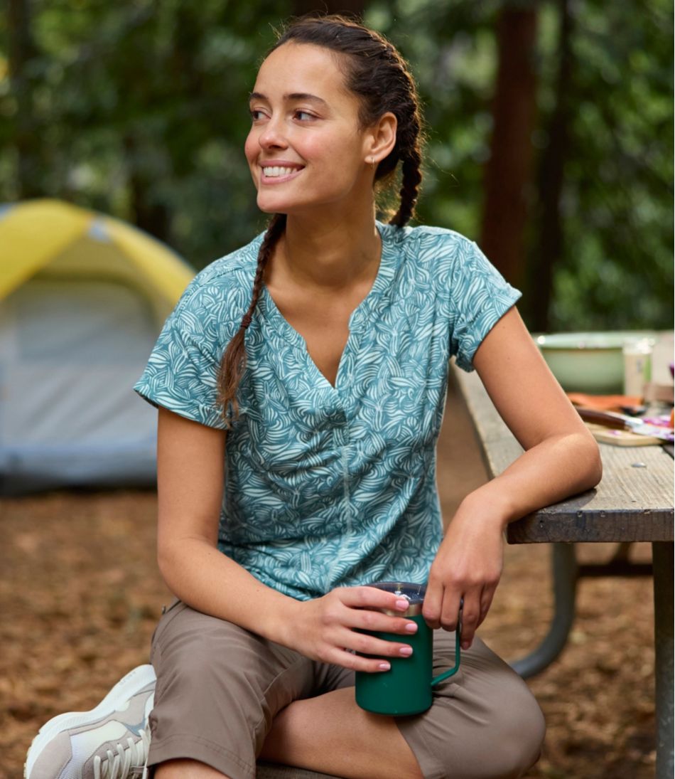 Women's Streamside Tee, Short-Sleeve Splitneck Print L.L.Bean Top Pick