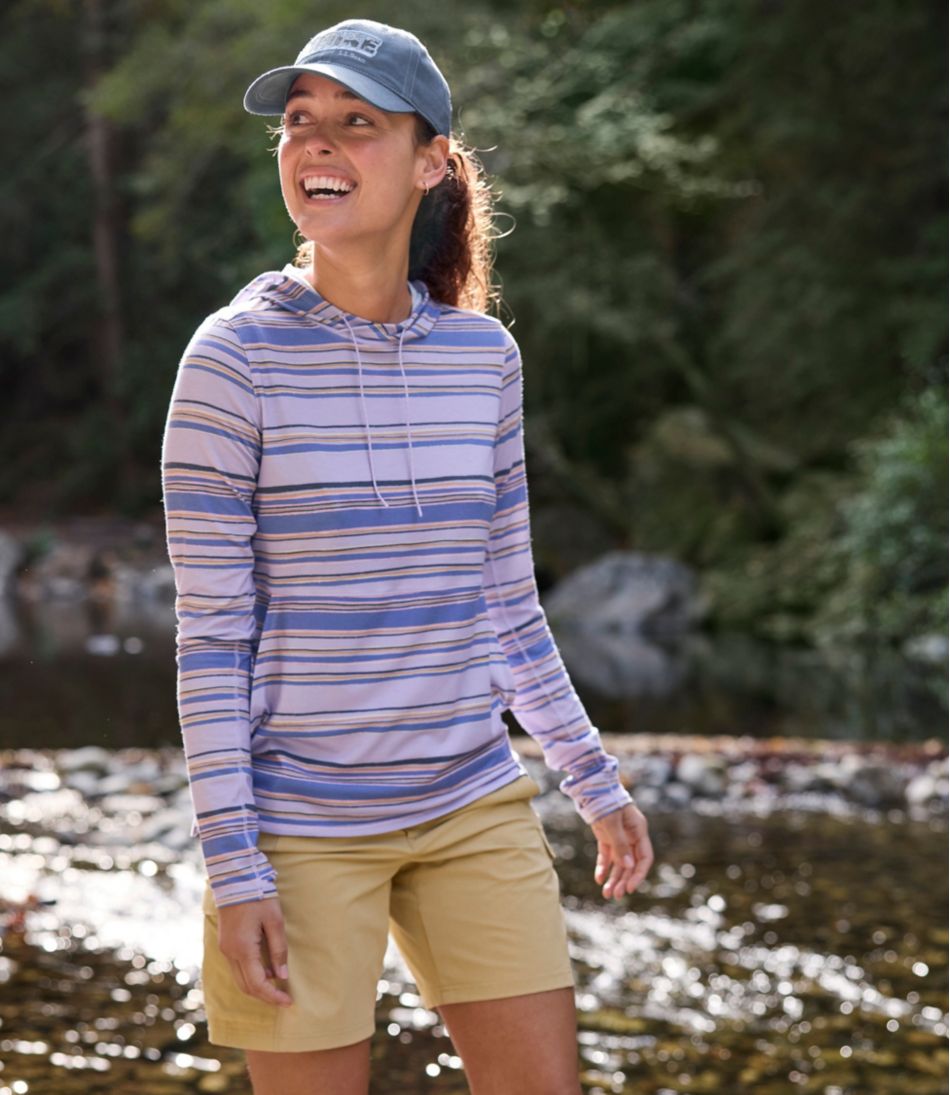 Women's Everyday SunSmart® Hooded Pullover, Long-Sleeve Stripe L.L.Bean Recommended