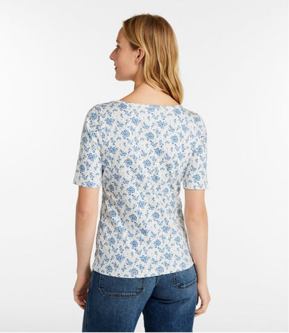 Women's Pima Cotton Tee, Soft Squareneck Elbow-Sleeve L.L.Bean Classic