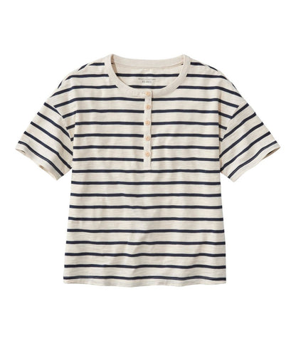 Women's Signature Slub Tee, Short-Sleeve Henley Novelty L.L.Bean Essential