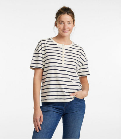 Women's Signature Slub Tee, Short-Sleeve Henley Novelty L.L.Bean Essential