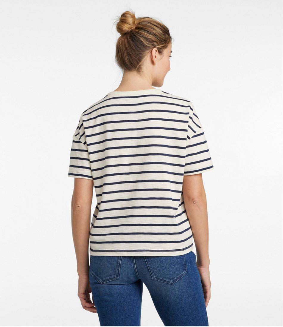 Women's Signature Slub Tee, Short-Sleeve Henley Novelty L.L.Bean Essential
