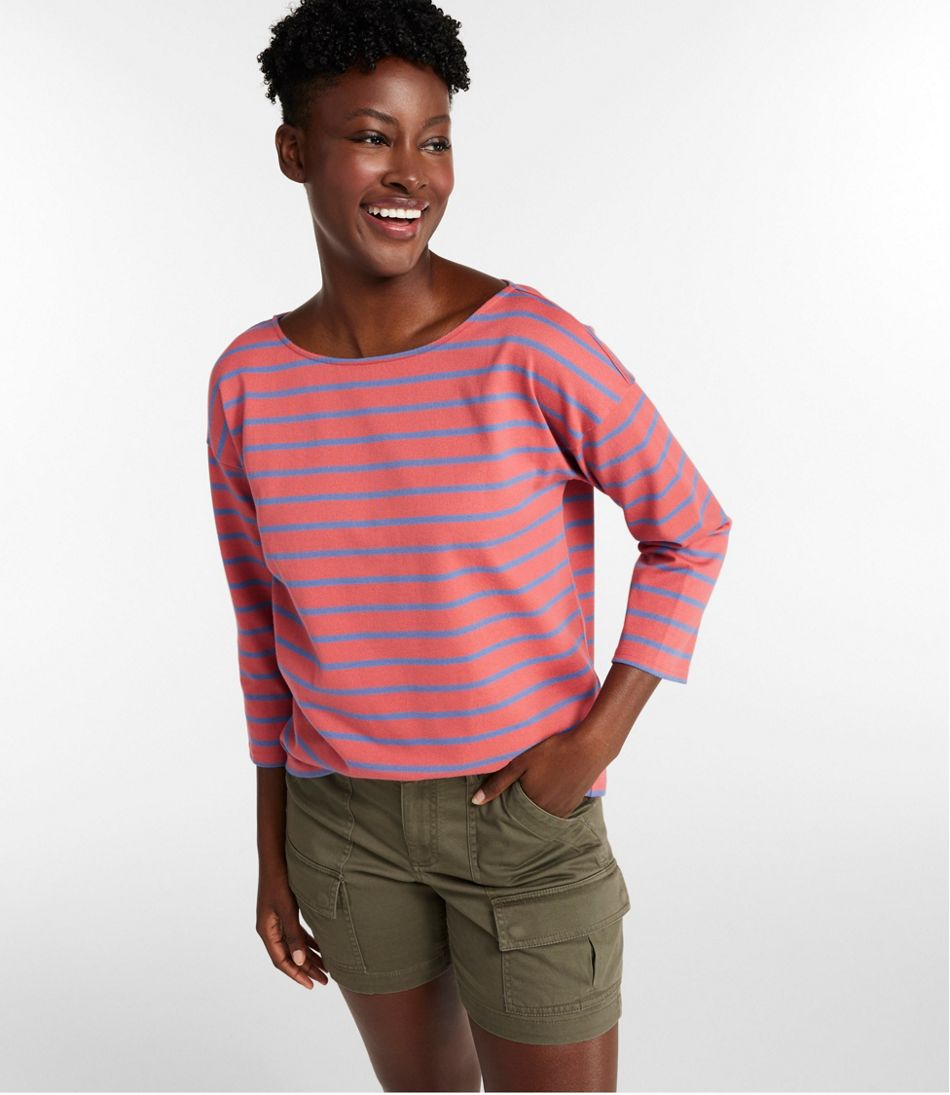 Women's Heritage Mariner Top, Boatneck Three-Quarter-Sleeve Stripe L.L.Bean Premium